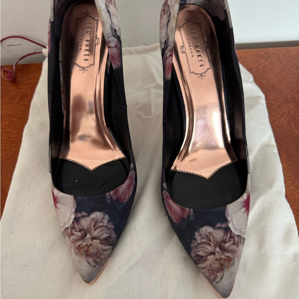 Ted Baker Floral Heels - Black and Cream